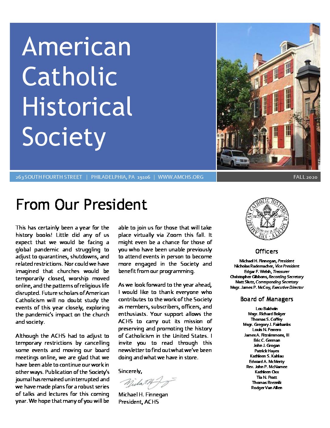 American Catholic Historical Society Logo